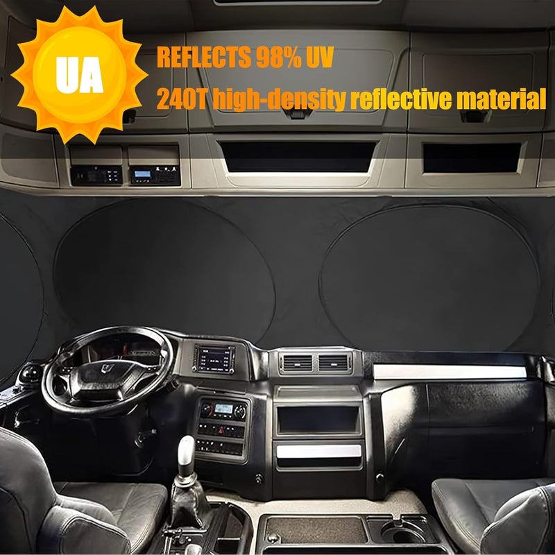 WIILGN Semi-Truck Sun Shade for Windshield and Side Window | 300T High Density UV Protection Sunshade Reflects 98% UV,Semi Trucks Shade Accessories,Best for Semi, Commercial, RV & Big Truck - Image 2